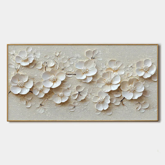 BLOSSOM SERENADE: Textured Floral Oil Painting