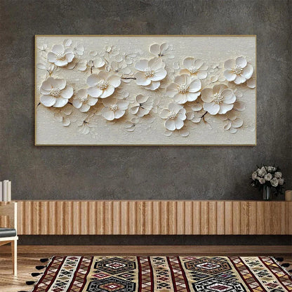 BLOSSOM SERENADE: Textured Floral Oil Painting