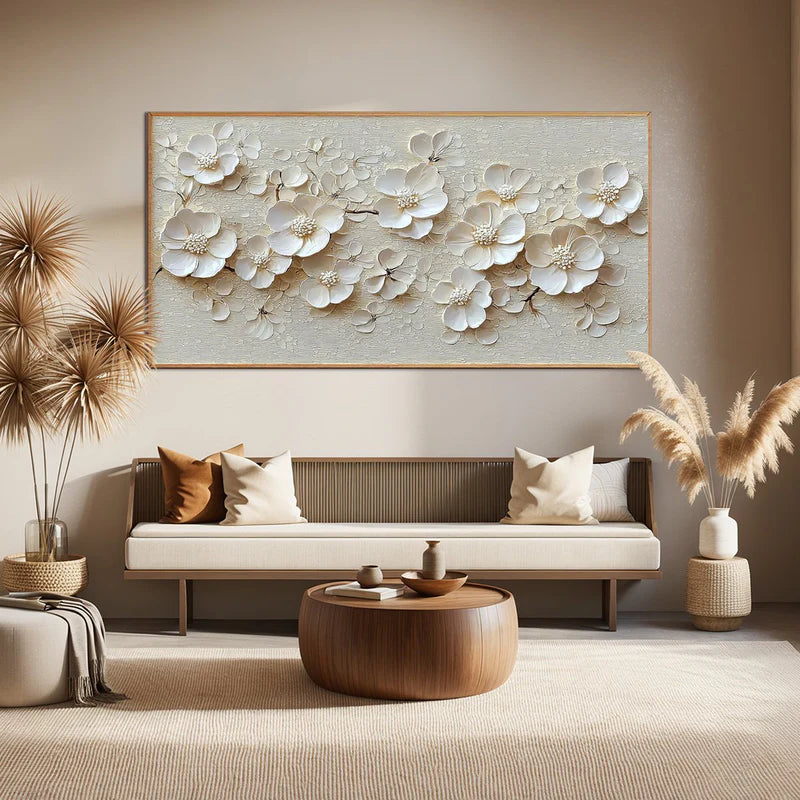 BLOSSOM SERENADE: Textured Floral Oil Painting