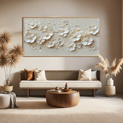 BLOSSOM SERENADE: Textured Floral Oil Painting