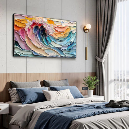 CRESTING WAVE: Textured Impasto Ocean Wave Oil Painting