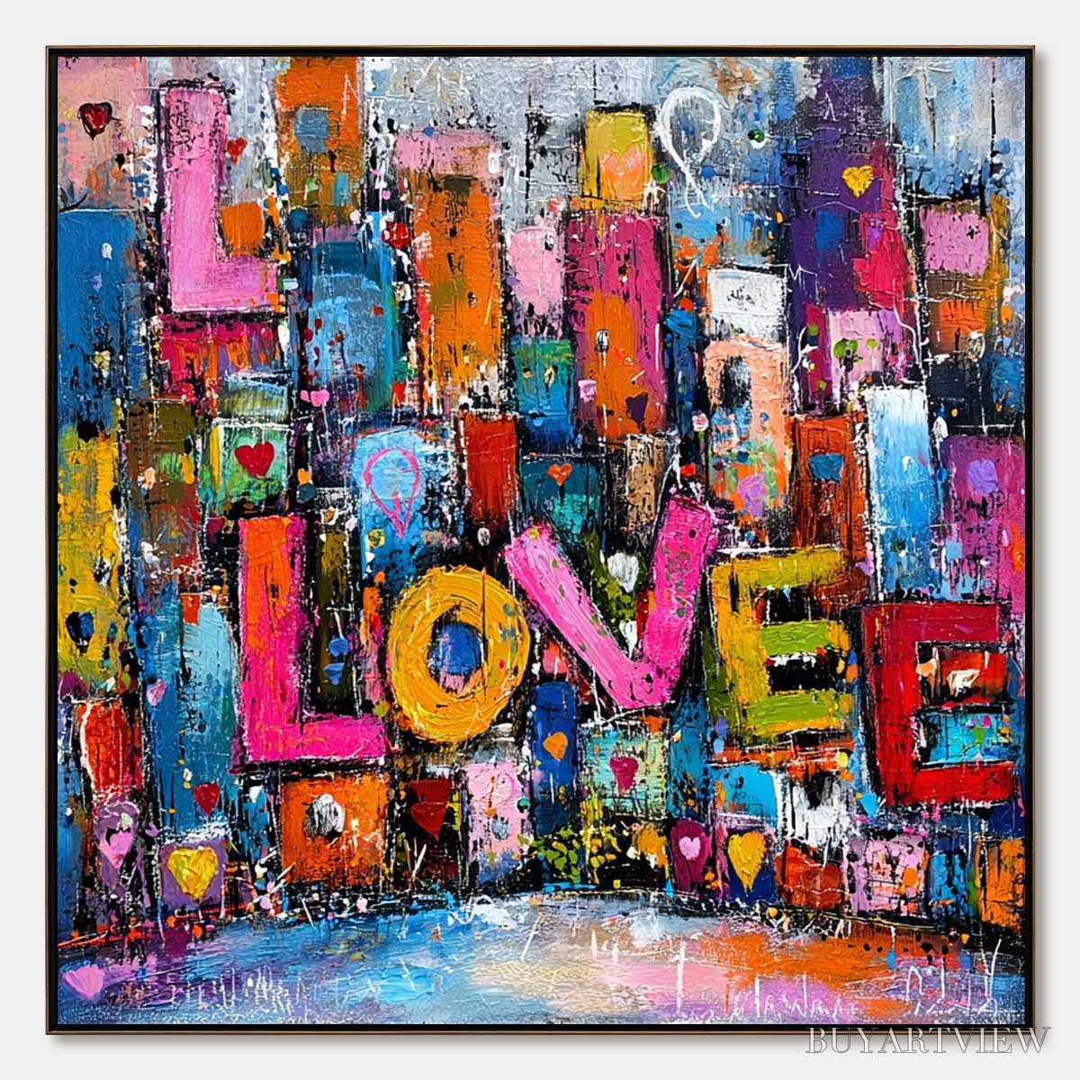 BUYARTVIEW Love Explosion – Colorful Abstract Graffiti Style Textured Painting - image 1