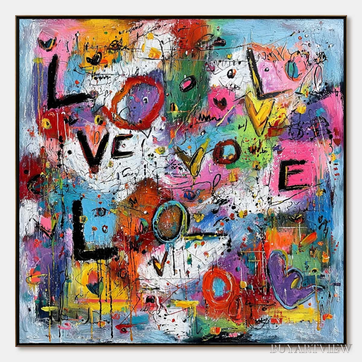 BUYARTVIEW Love Explosion – Colorful Abstract Graffiti Style Love Painting - image 1