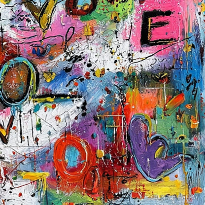 BUYARTVIEW Love Explosion – Colorful Abstract Graffiti Style Love Painting - image 3