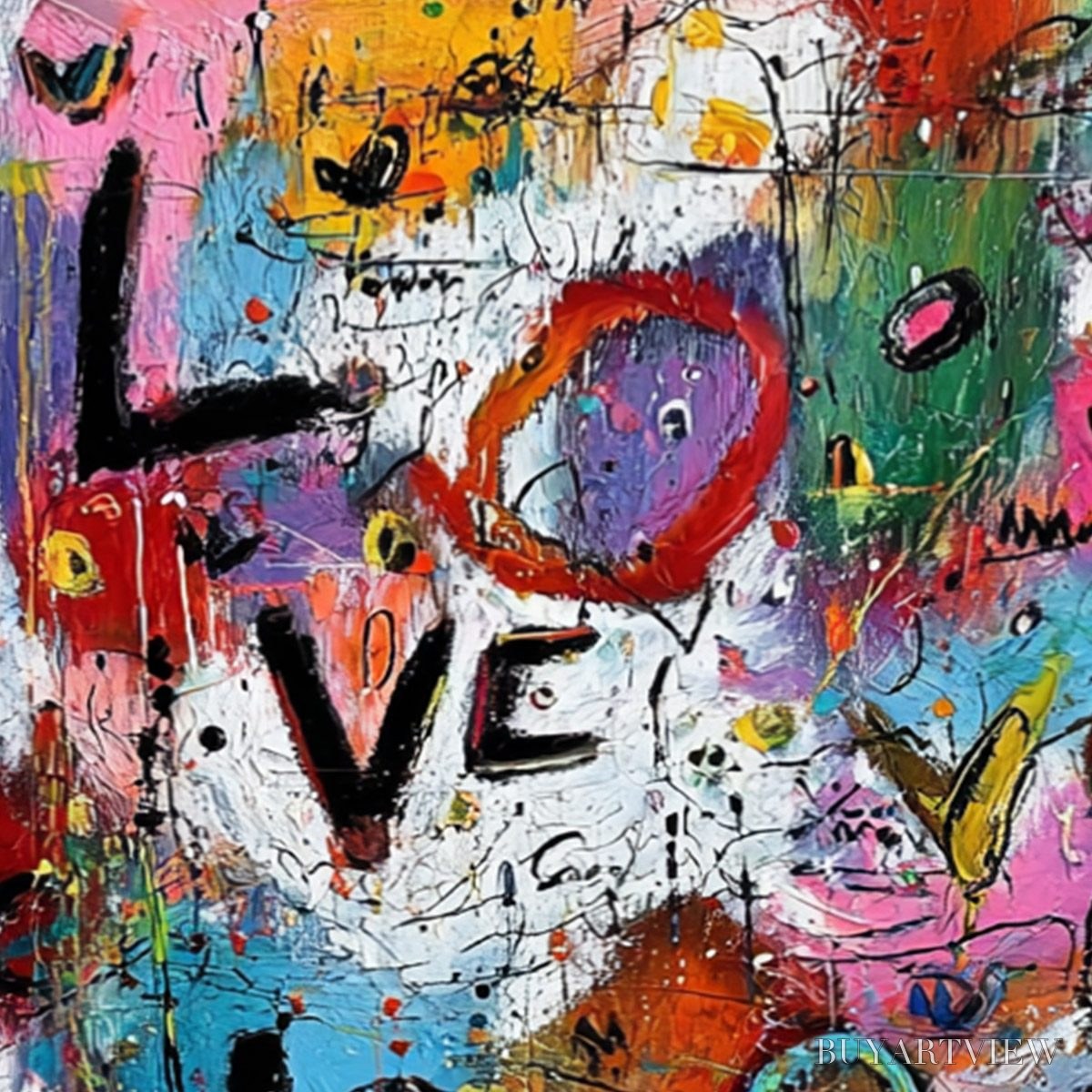 BUYARTVIEW Love Explosion – Colorful Abstract Graffiti Style Love Painting - image 5