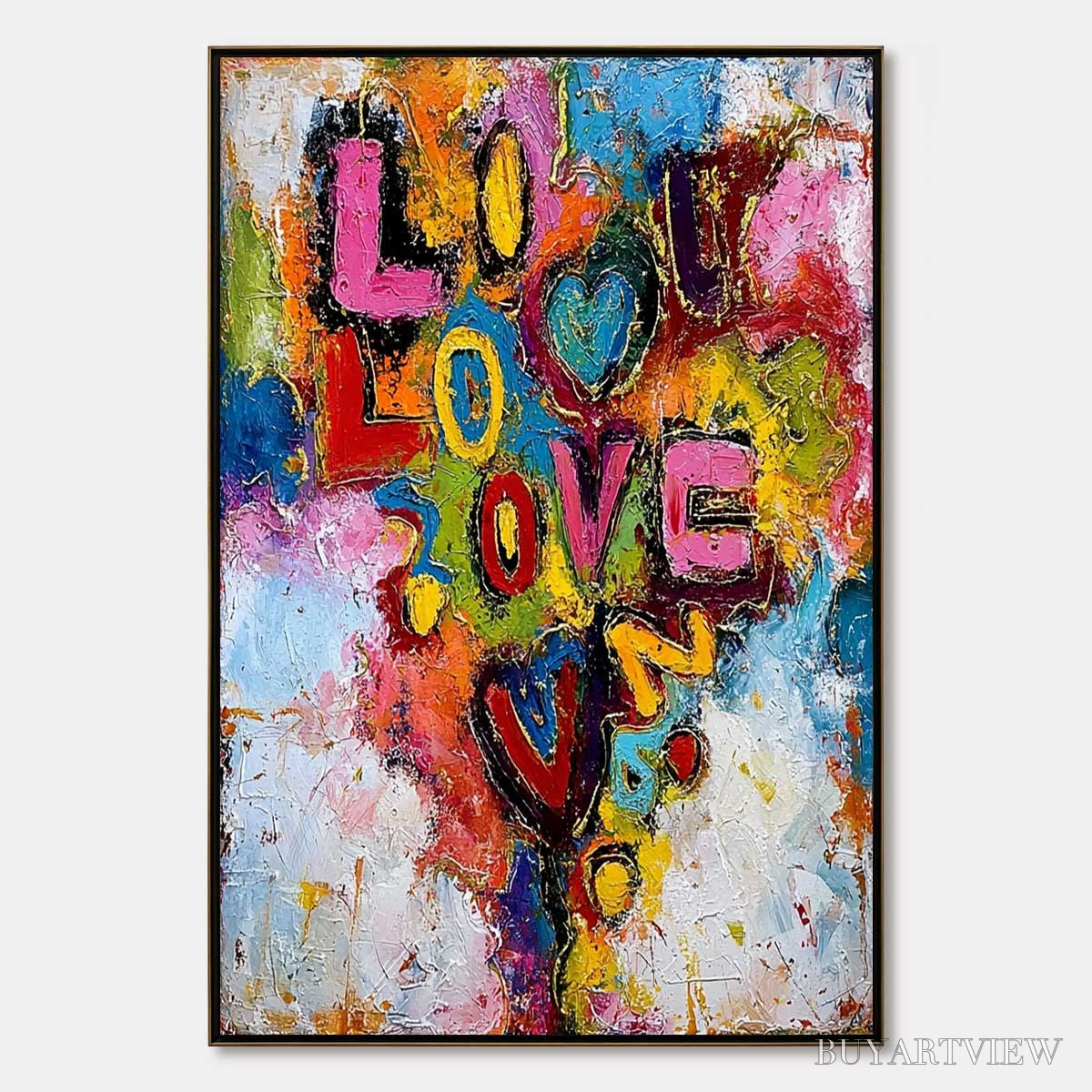BUYARTVIEW Love Cascade – Colorful Textured Abstract Love Graffiti - image 1