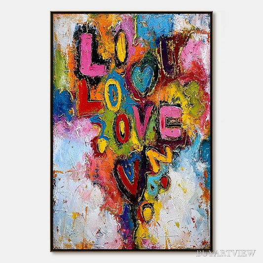 BUYARTVIEW Love Cascade – Colorful Textured Abstract Love Graffiti - image 1