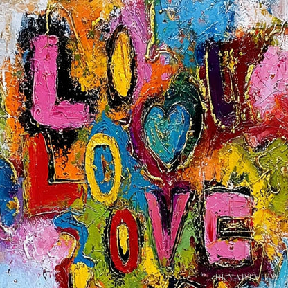 BUYARTVIEW Love Cascade – Colorful Textured Abstract Love Graffiti - image 3
