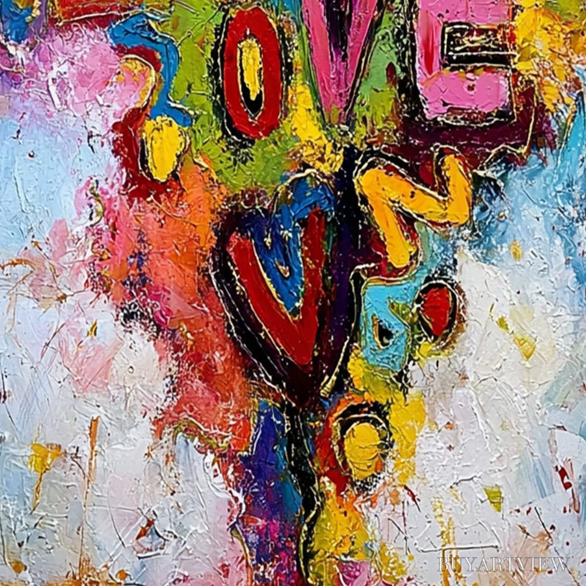 BUYARTVIEW Love Cascade – Colorful Textured Abstract Love Graffiti - image 5