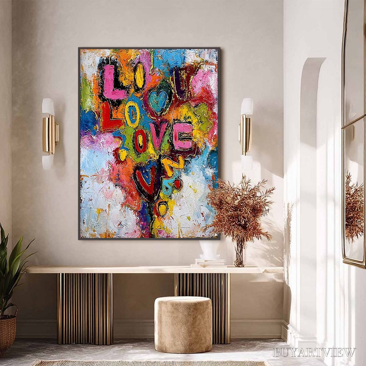 BUYARTVIEW Love Cascade – Colorful Textured Abstract Love Graffiti - image 6