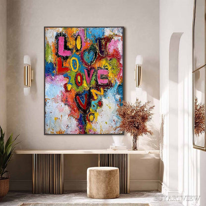 BUYARTVIEW Love Cascade – Colorful Textured Abstract Love Graffiti - image 6