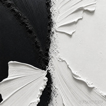 BUYARTVIEW Convergence – Textured Black and White Minimalist Impasto - image 3