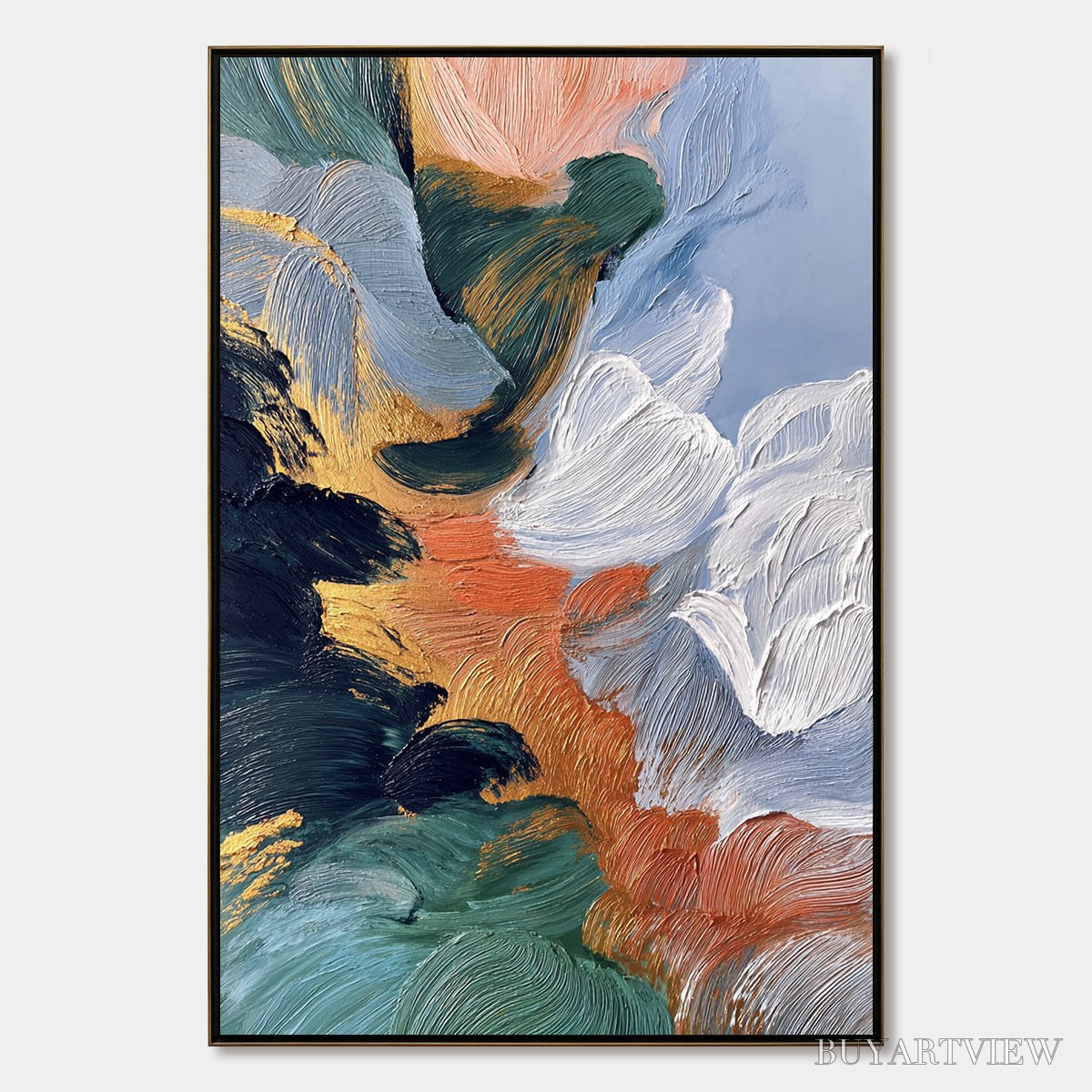 BUYARTVIEW Ascension – Textured Impasto Abstract Painting with Gold Accents - image 1