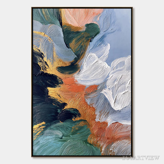 BUYARTVIEW Ascension – Textured Impasto Abstract Painting with Gold Accents - image 1