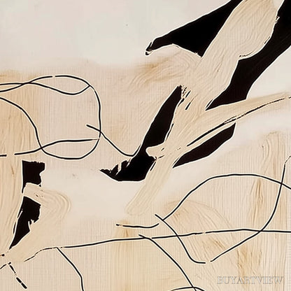 BUYARTVIEW Choreography | Black and Beige Abstract Oil Painting for Wall - image 3