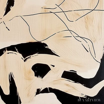 BUYARTVIEW Choreography | Black and Beige Abstract Oil Painting for Wall - image 5