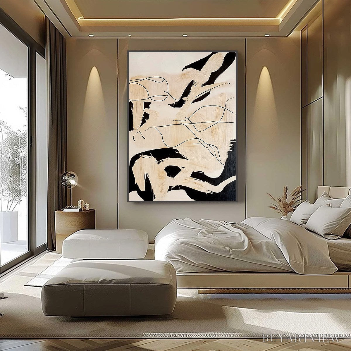 BUYARTVIEW Choreography | Black and Beige Abstract Oil Painting for Wall - image 6