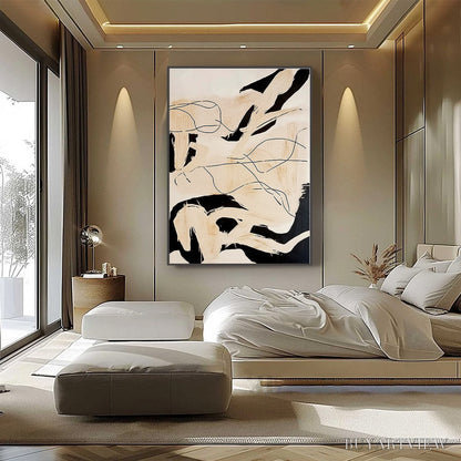 BUYARTVIEW Choreography | Black and Beige Abstract Oil Painting for Wall - image 6