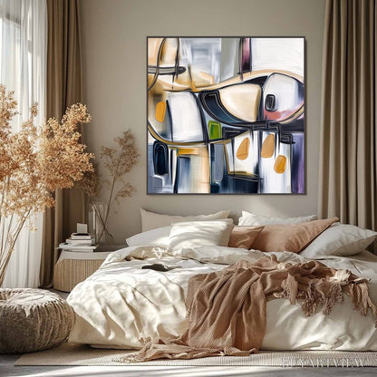 BUYARTVIEW Syncopation – Modern Abstract Square Painting with Textured Accents - image 2