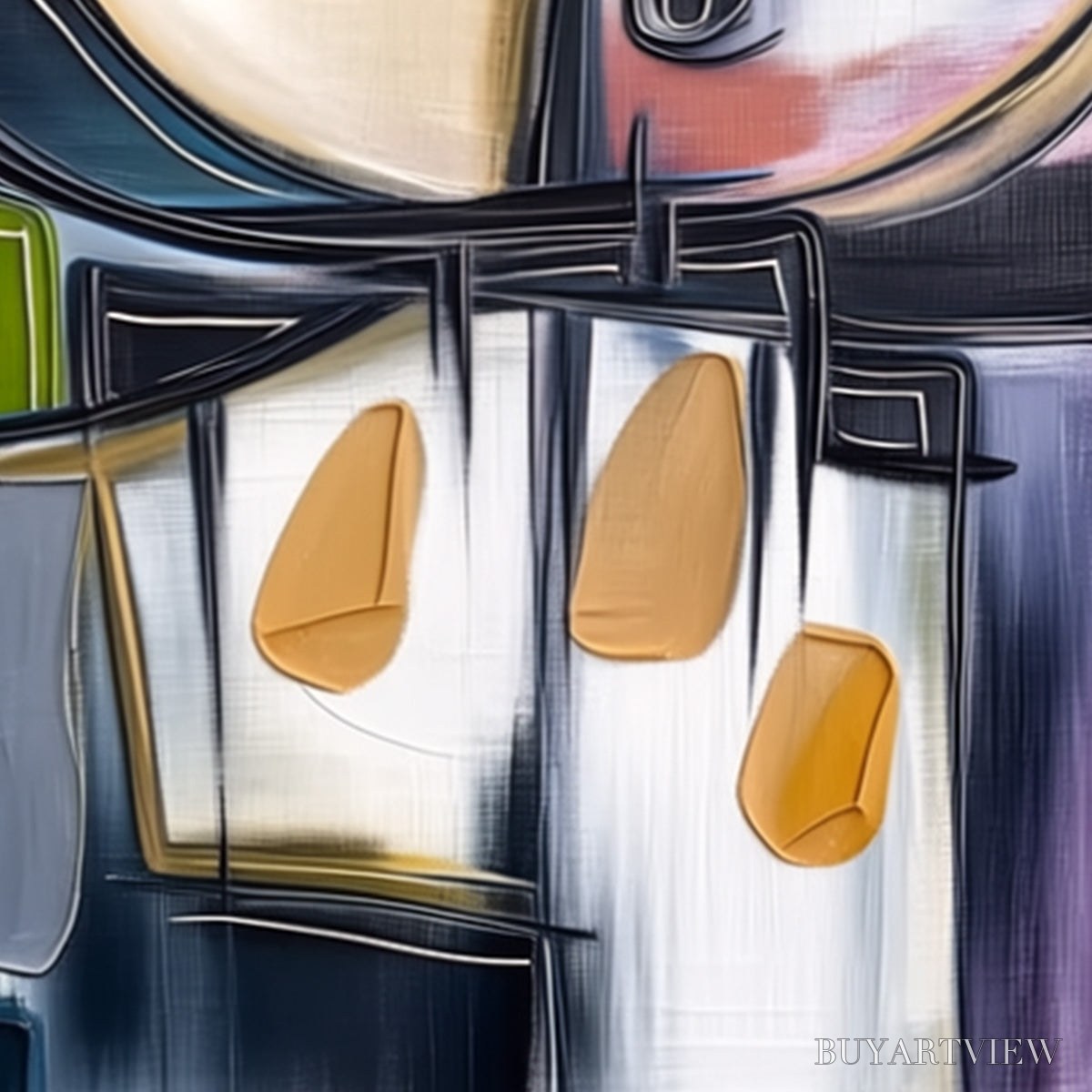 BUYARTVIEW Syncopation – Modern Abstract Square Painting with Textured Accents - image 3