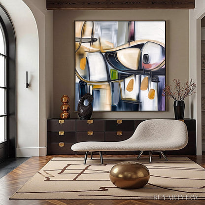 BUYARTVIEW Syncopation – Modern Abstract Square Painting with Textured Accents - image 4