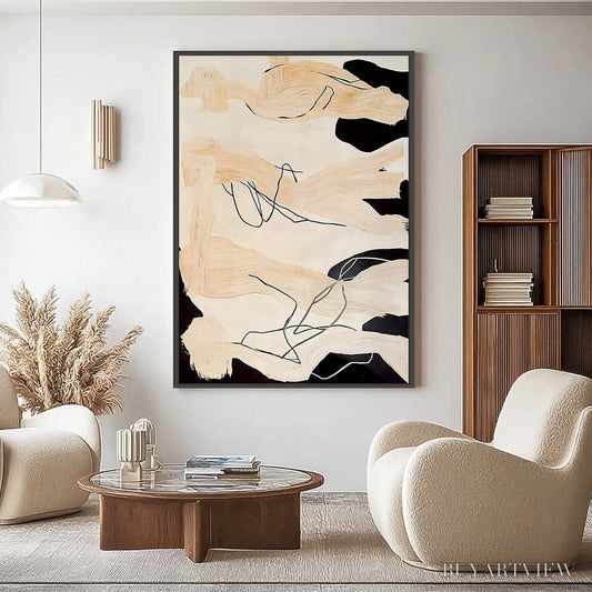 BUYARTVIEW Echoes of Silence – Vertical Wabi Sabi Abstract Painting in Neutral Tones - image 2