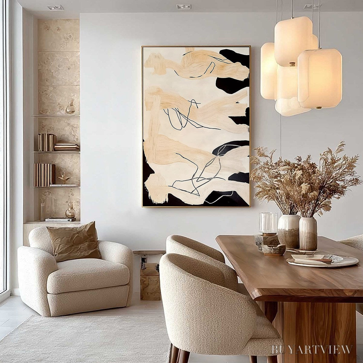 BUYARTVIEW Echoes of Silence – Vertical Wabi Sabi Abstract Painting in Neutral Tones - image 4