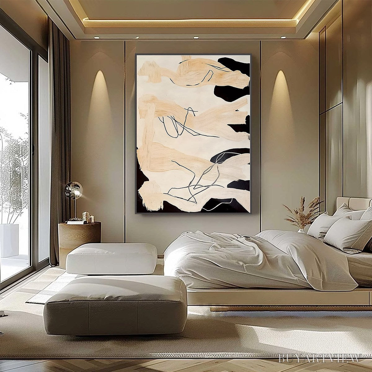 BUYARTVIEW Echoes of Silence – Vertical Wabi Sabi Abstract Painting in Neutral Tones - image 6