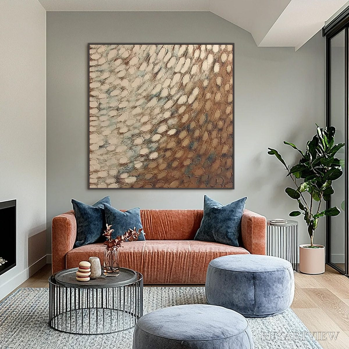 BUYARTVIEW Golden Drift – Textured Wabi Sabi Abstract Oil Painting - image 2