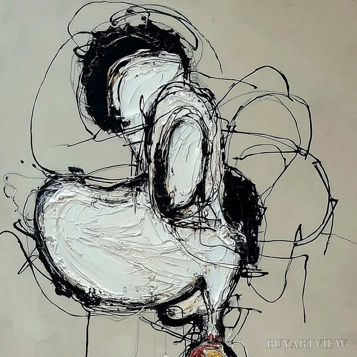 BUYARTVIEW Inner Monologue – Expressive Abstract Figurative Impasto - image 3