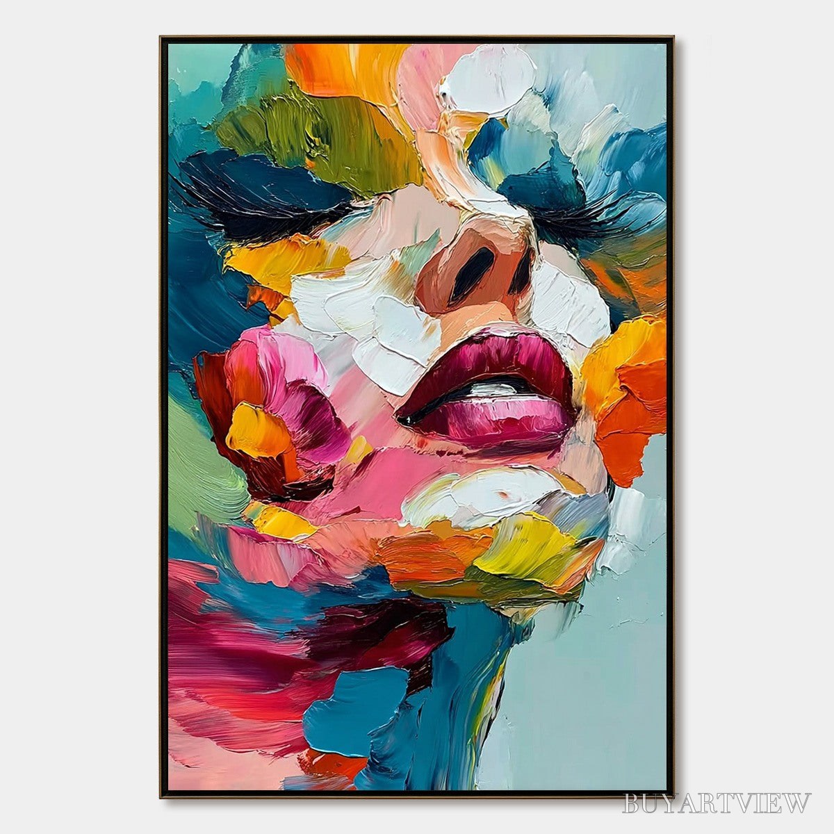 BUYARTVIEW Vibrant Repose – Colorful Abstract Portrait Impasto Oil Painting - image 1