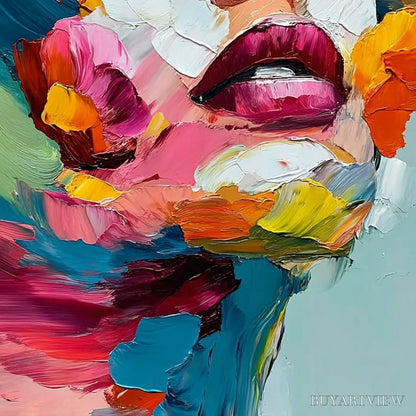 BUYARTVIEW Vibrant Repose – Colorful Abstract Portrait Impasto Oil Painting - image 5