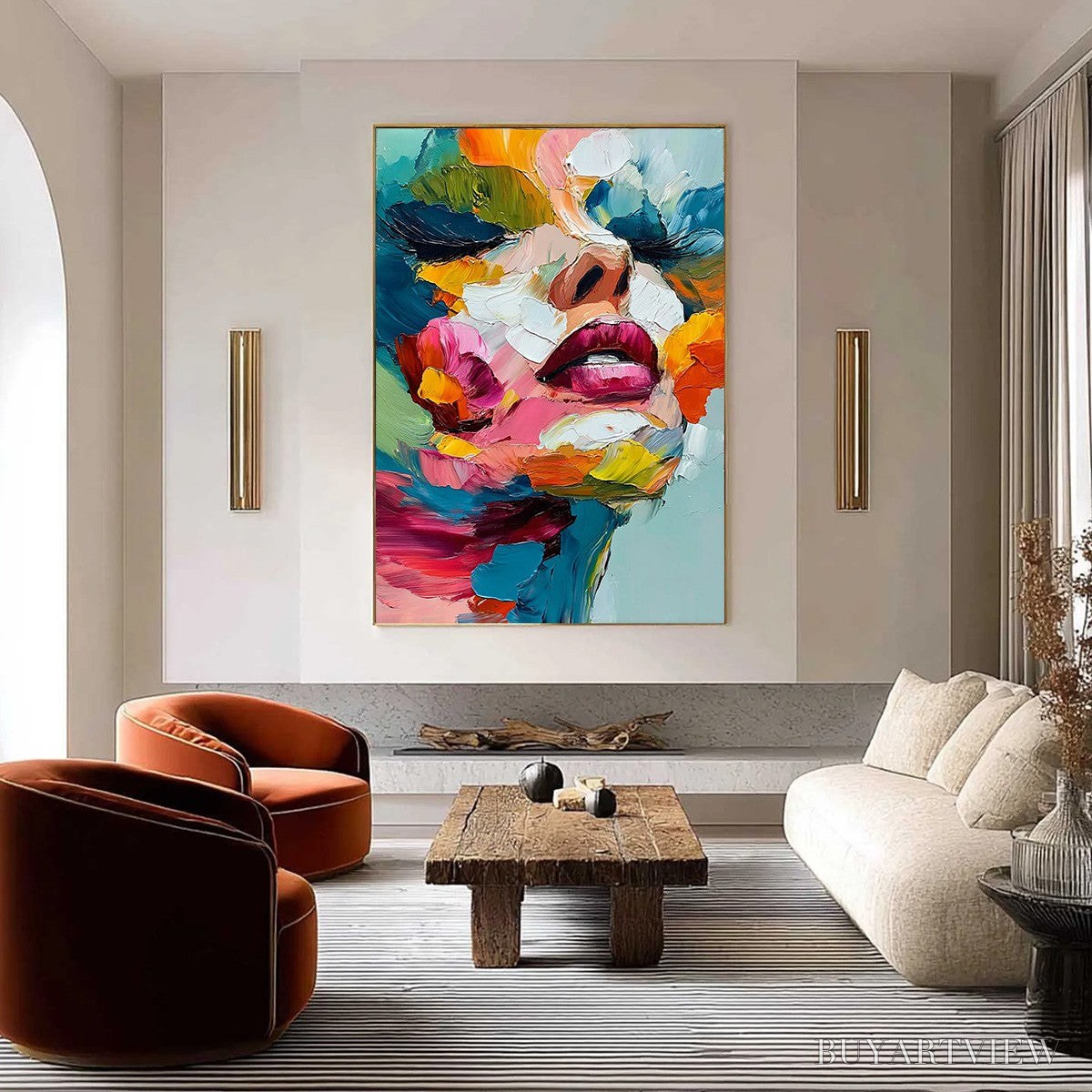 BUYARTVIEW Vibrant Repose – Colorful Abstract Portrait Impasto Oil Painting - image 6