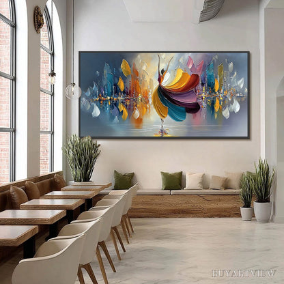 BUYARTVIEW Urban Rhapsody – Textured Palette Knife Painting of a Dancer in a Cityscape - image 6