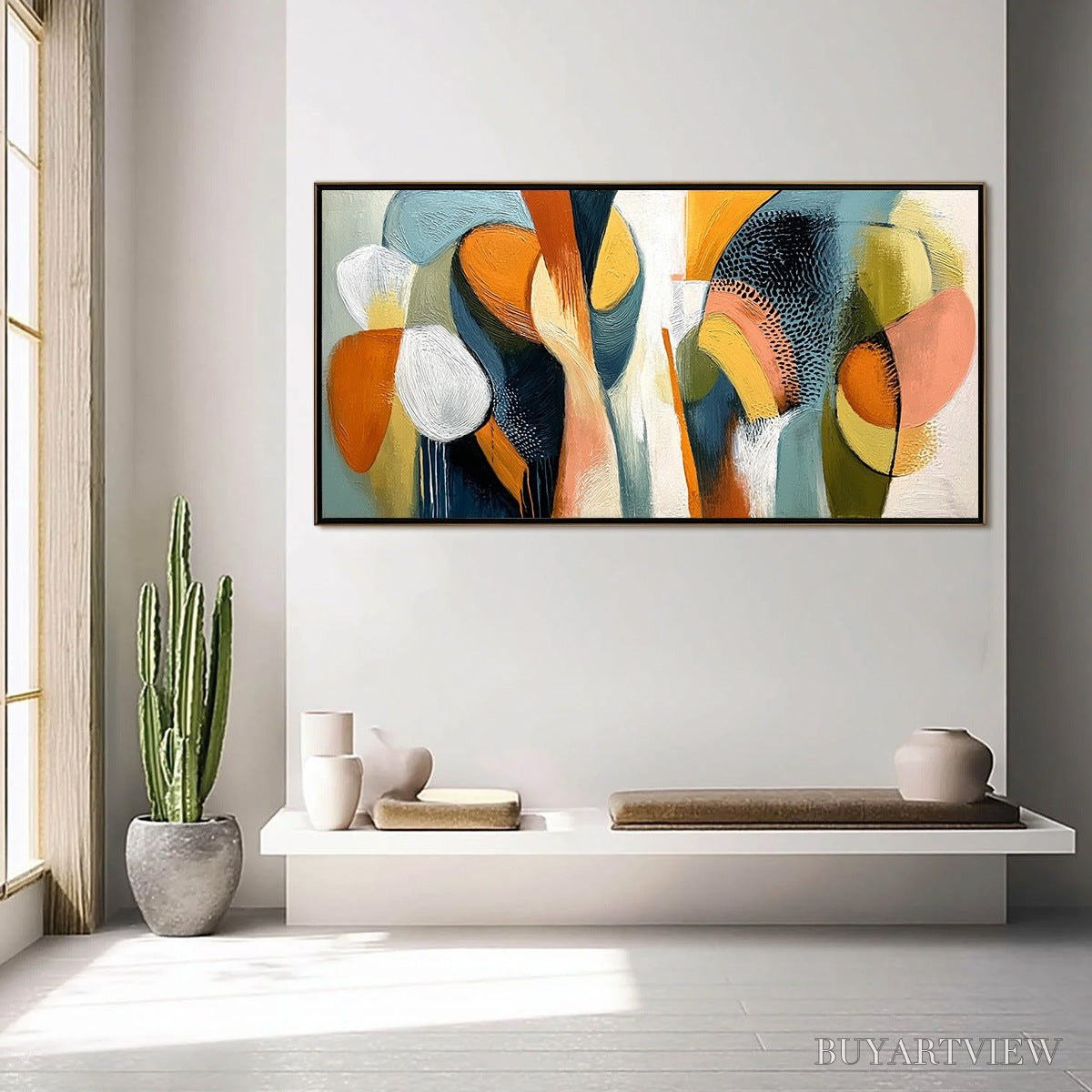 BUYARTVIEW Urban Jubilee – Large Colorful Abstract Textured Oil Painting for Modern Decor - image 4