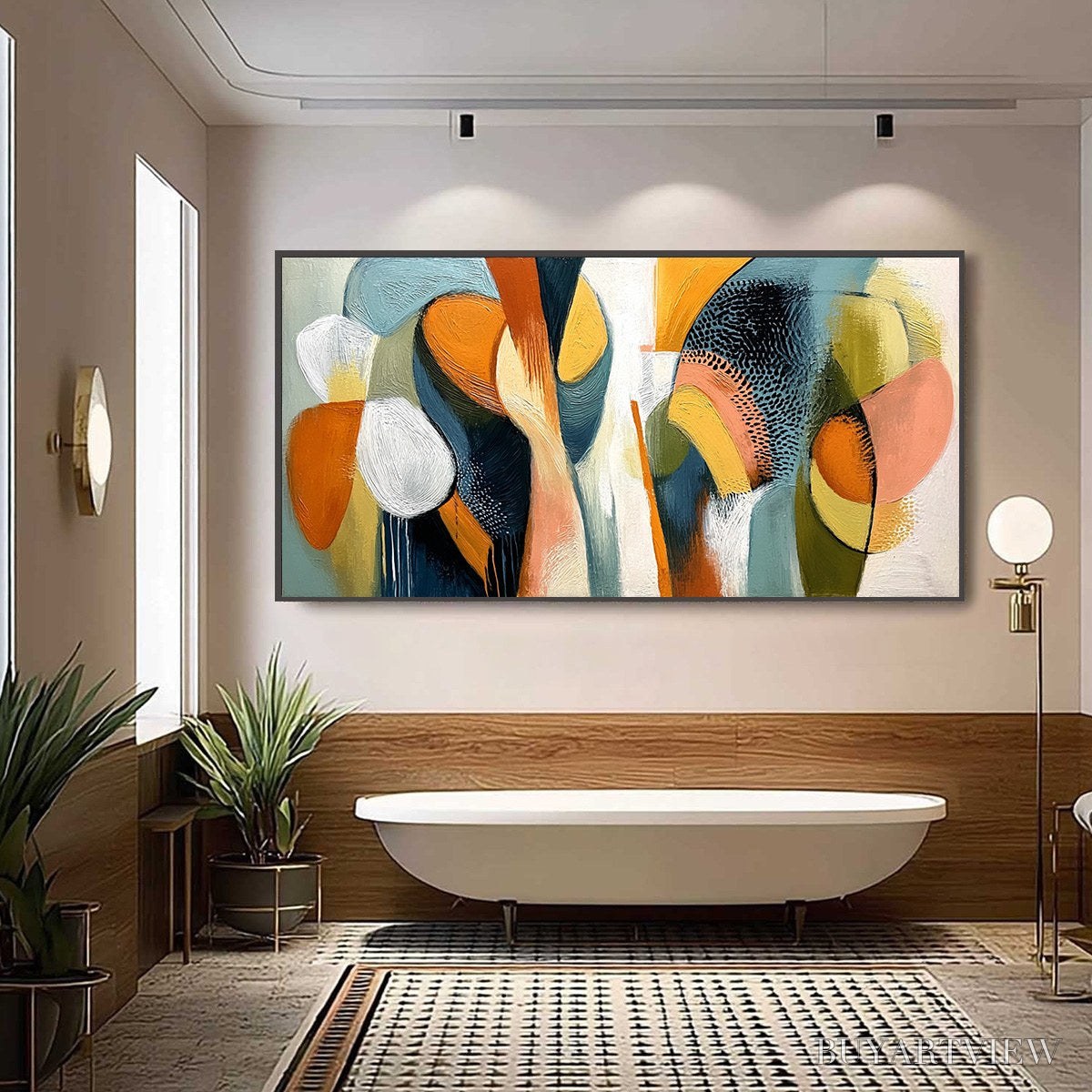 BUYARTVIEW Urban Jubilee – Large Colorful Abstract Textured Oil Painting for Modern Decor - image 6