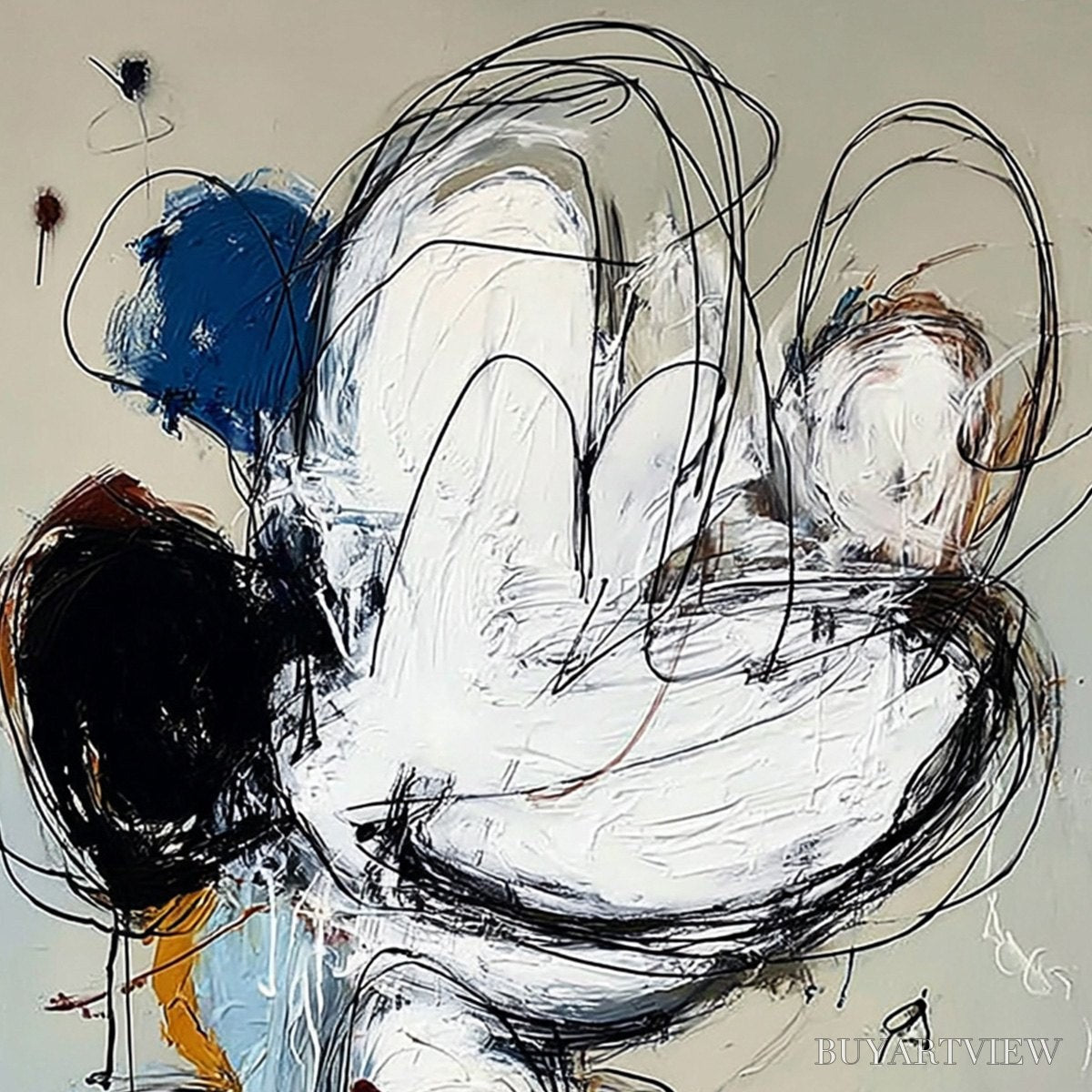BUYARTVIEW Syncopation – Large Vertical Abstract Painting with Dynamic Lines - image 3