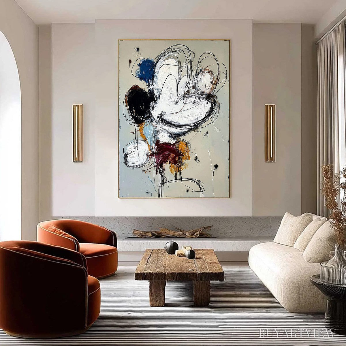 BUYARTVIEW Syncopation – Large Vertical Abstract Painting with Dynamic Lines - image 4