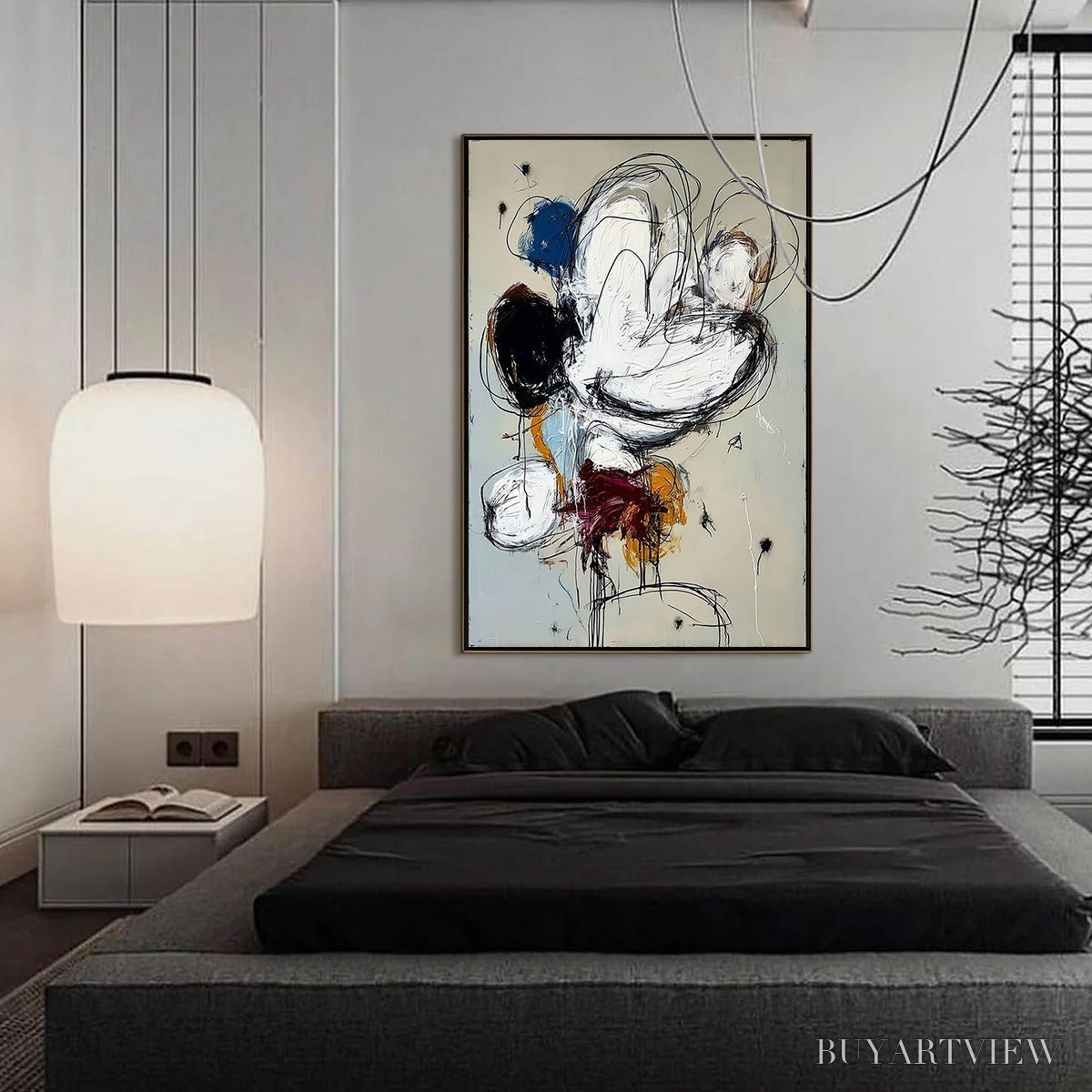 BUYARTVIEW Syncopation – Large Vertical Abstract Painting with Dynamic Lines - image 6