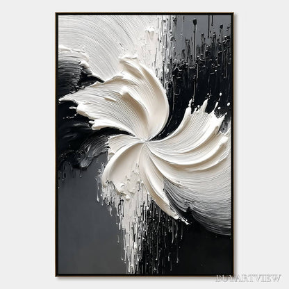 BUYARTVIEW Convergence – Textured Black and White Abstract Impasto Painting - image 1