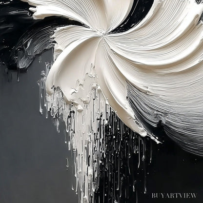 BUYARTVIEW Convergence – Textured Black and White Abstract Impasto Painting - image 3