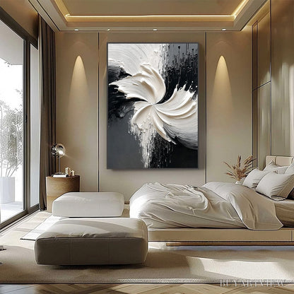 BUYARTVIEW Convergence – Textured Black and White Abstract Impasto Painting - image 4