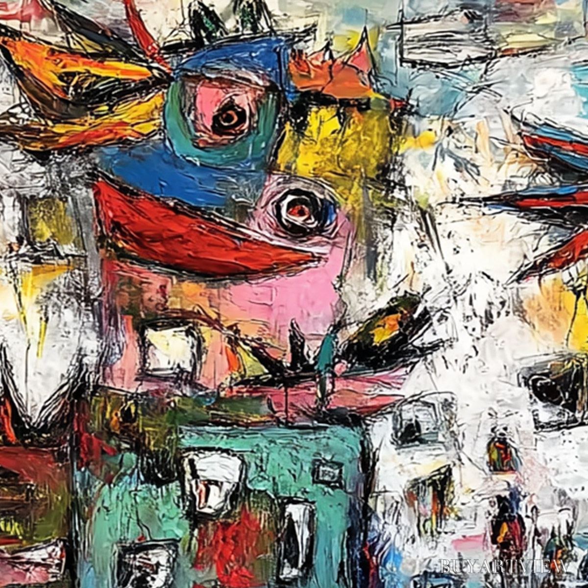 BUYARTVIEW Urban Fantasia – Vibrant and Textured Abstract Cityscape Painting - image 5