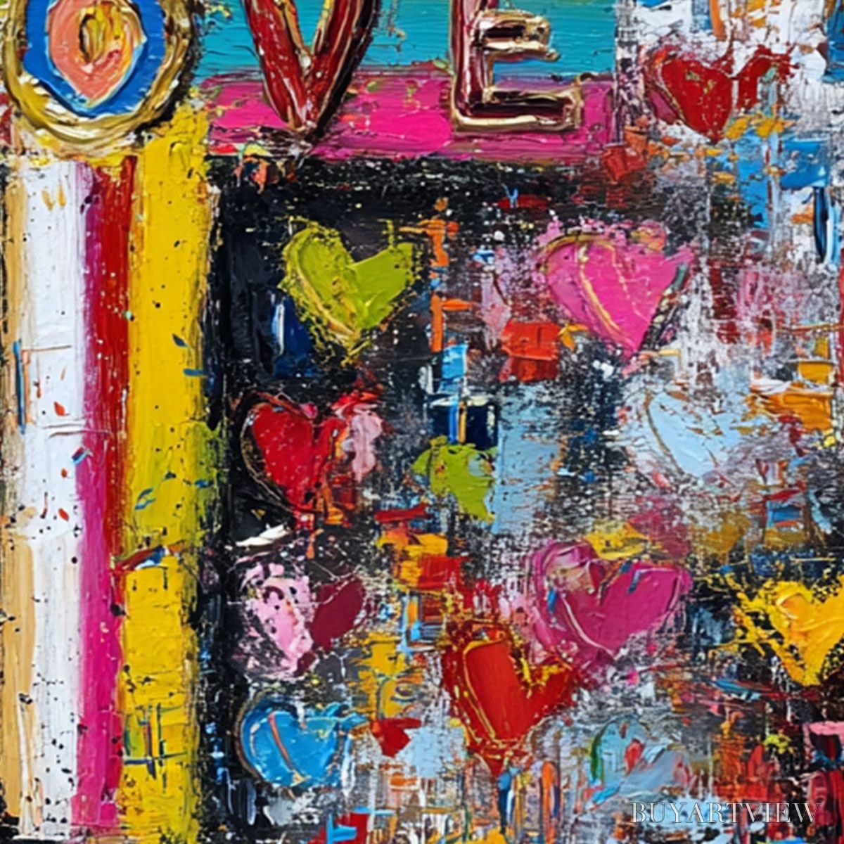 BUYARTVIEW Divine Embrace – Colorful Textured Abstract Painting of Love and Faith - image 3