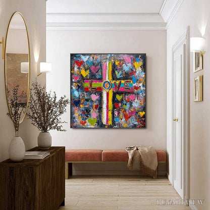 BUYARTVIEW Divine Embrace – Colorful Textured Abstract Painting of Love and Faith - image 6