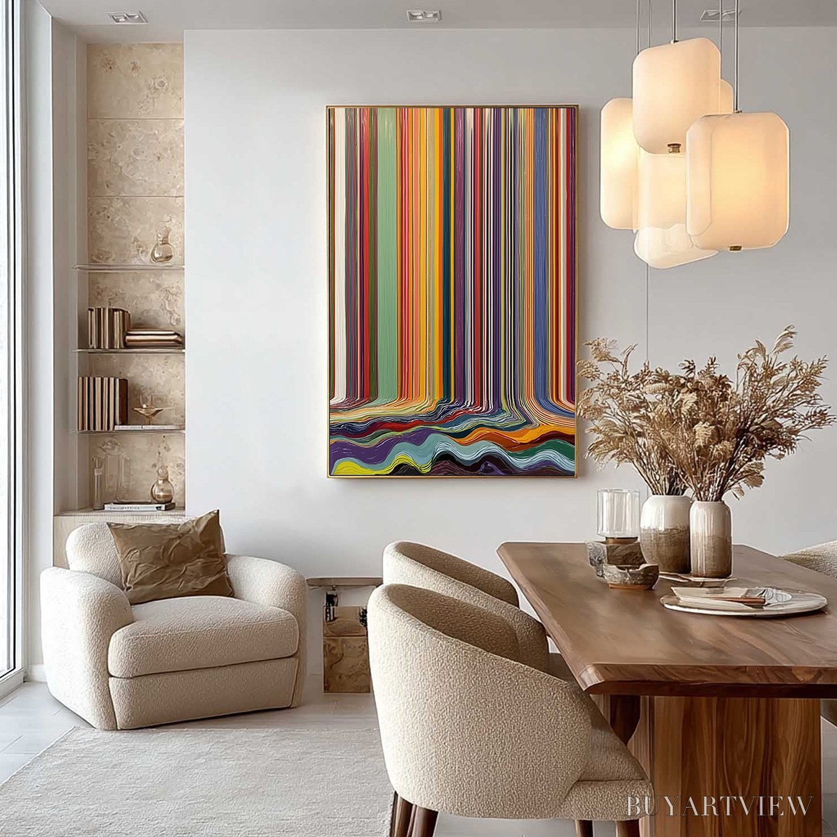 BUYARTVIEW Chromatic Cascade – Vibrant Textured Vertical Abstract Color Painting - image 4