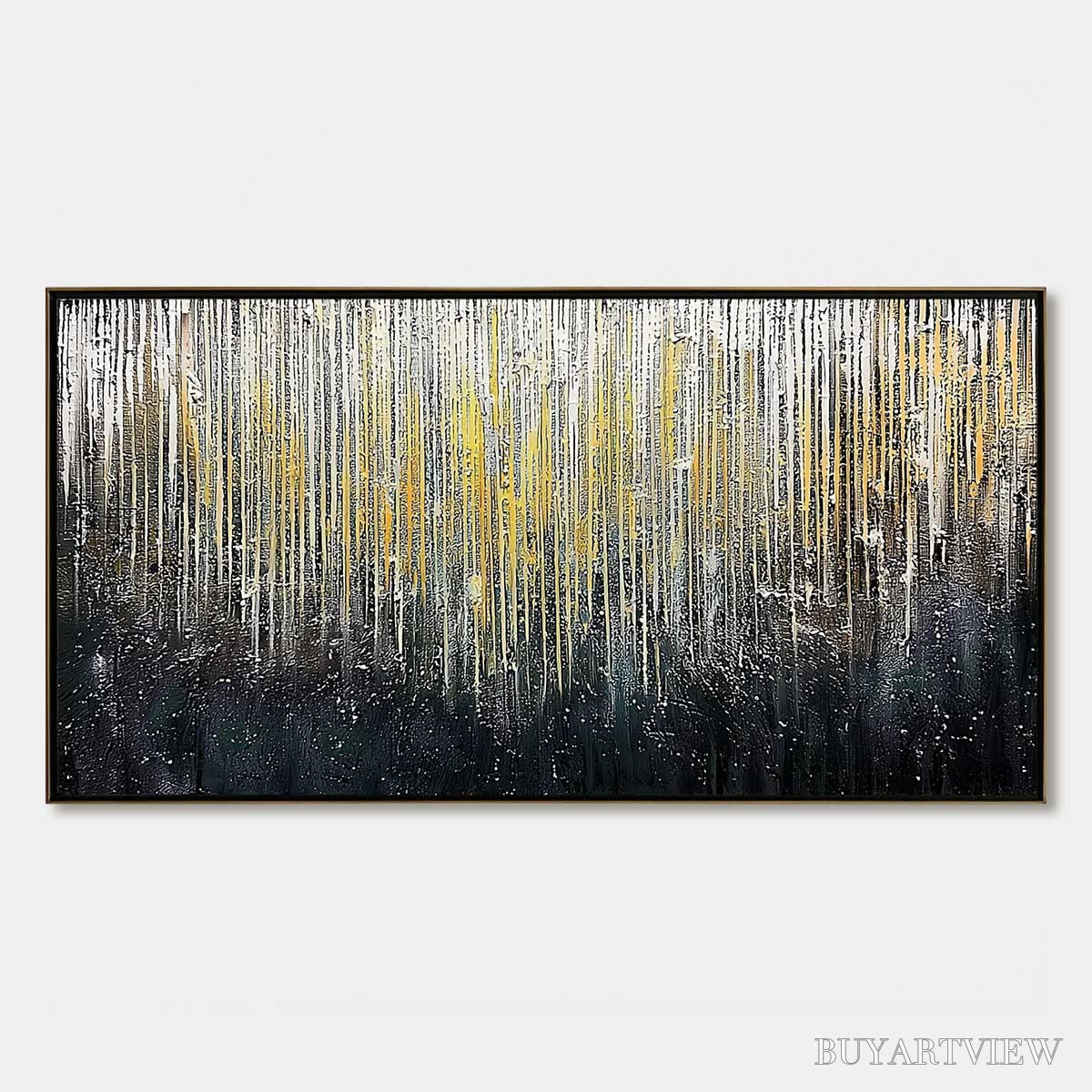 BUYARTVIEW Golden Cascade – Large Textured Abstract Gold and Black Painting - image 1