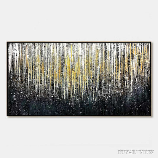 BUYARTVIEW Golden Cascade – Large Textured Abstract Gold and Black Painting - image 1
