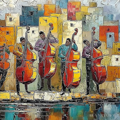 BUYARTVIEW Urban Serenade – Colorful Textured Impasto Painting of Musicians - image 5