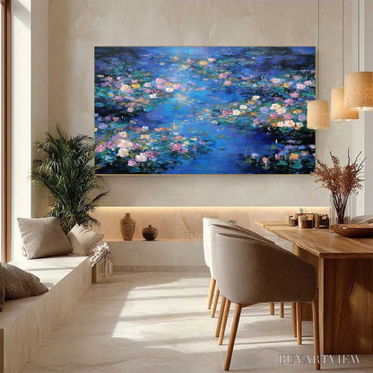 BUYARTVIEW Serene Reflections – Impressionistic Textured Water Lily Pond Oil Painting - image 4